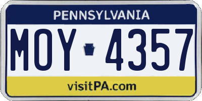 PA license plate MOY4357