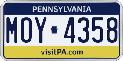 PA license plate MOY4358