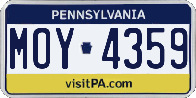 PA license plate MOY4359