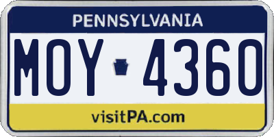 PA license plate MOY4360