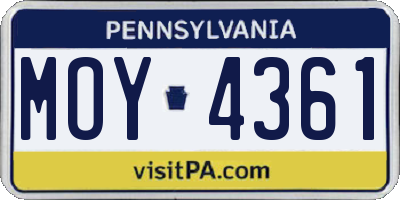 PA license plate MOY4361