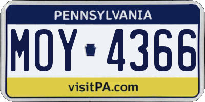 PA license plate MOY4366