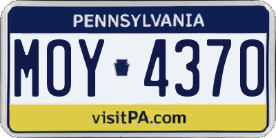 PA license plate MOY4370