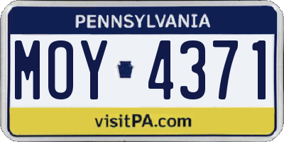 PA license plate MOY4371