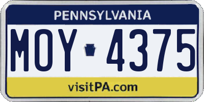 PA license plate MOY4375