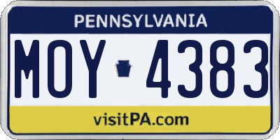 PA license plate MOY4383