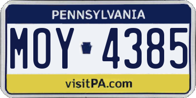 PA license plate MOY4385