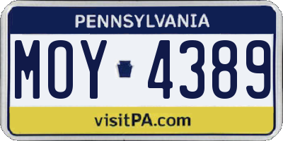 PA license plate MOY4389