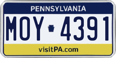 PA license plate MOY4391