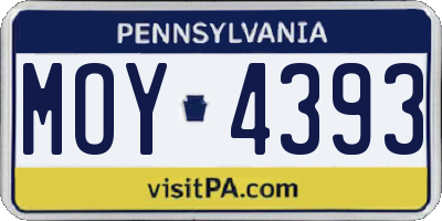 PA license plate MOY4393