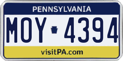PA license plate MOY4394