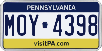 PA license plate MOY4398