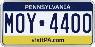 PA license plate MOY4400