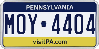 PA license plate MOY4404