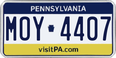 PA license plate MOY4407