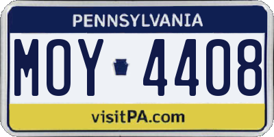 PA license plate MOY4408
