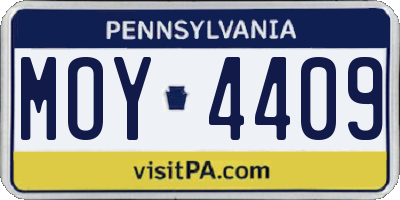 PA license plate MOY4409