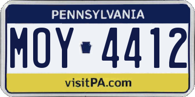 PA license plate MOY4412