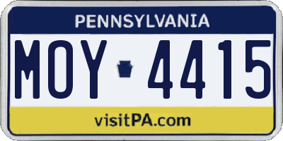 PA license plate MOY4415