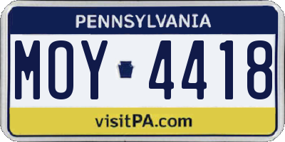 PA license plate MOY4418