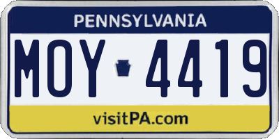 PA license plate MOY4419