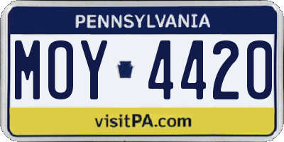 PA license plate MOY4420