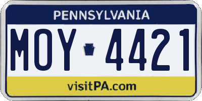 PA license plate MOY4421