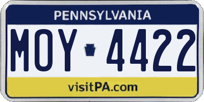 PA license plate MOY4422
