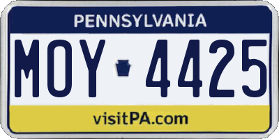 PA license plate MOY4425