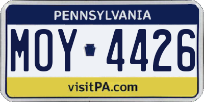 PA license plate MOY4426