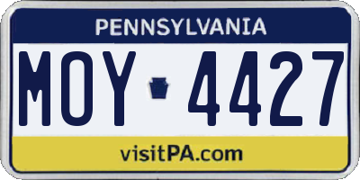 PA license plate MOY4427