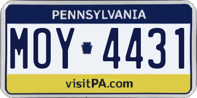 PA license plate MOY4431
