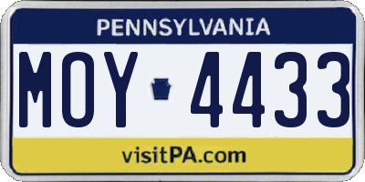 PA license plate MOY4433