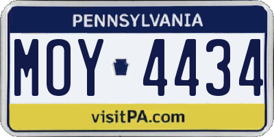 PA license plate MOY4434