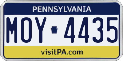 PA license plate MOY4435