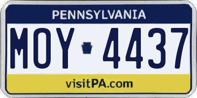 PA license plate MOY4437