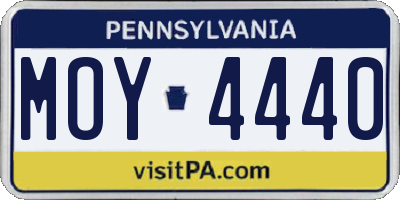 PA license plate MOY4440