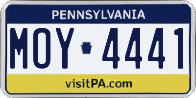PA license plate MOY4441