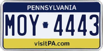 PA license plate MOY4443