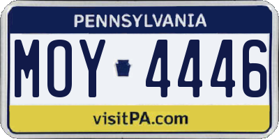 PA license plate MOY4446