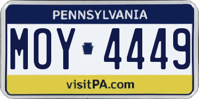 PA license plate MOY4449