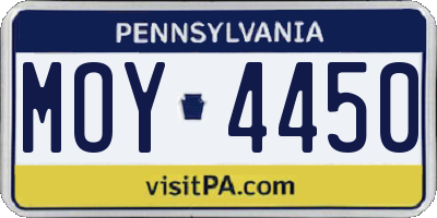 PA license plate MOY4450