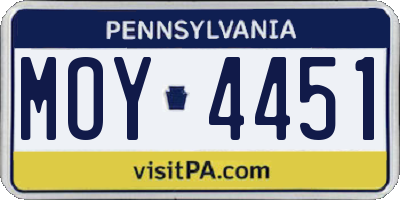 PA license plate MOY4451