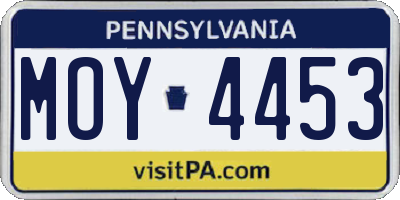 PA license plate MOY4453