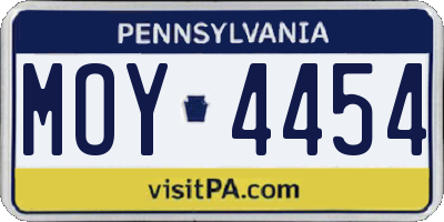 PA license plate MOY4454