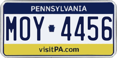 PA license plate MOY4456