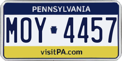 PA license plate MOY4457