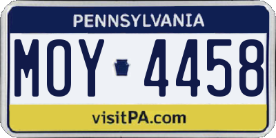 PA license plate MOY4458