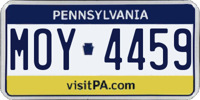 PA license plate MOY4459