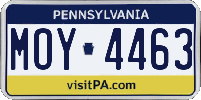 PA license plate MOY4463